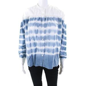 Ampersand Heart Womens Long Sleeve Tie Dye Shirt Blouse Blue White Medium